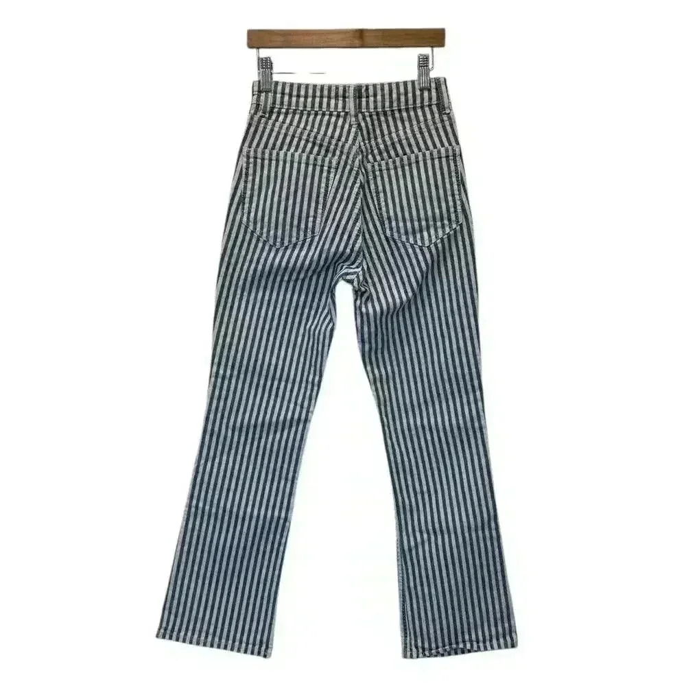 NWT - Zara Navy and Cream Stripe Flare Jeans - Size 0 - Picture 3 of 3